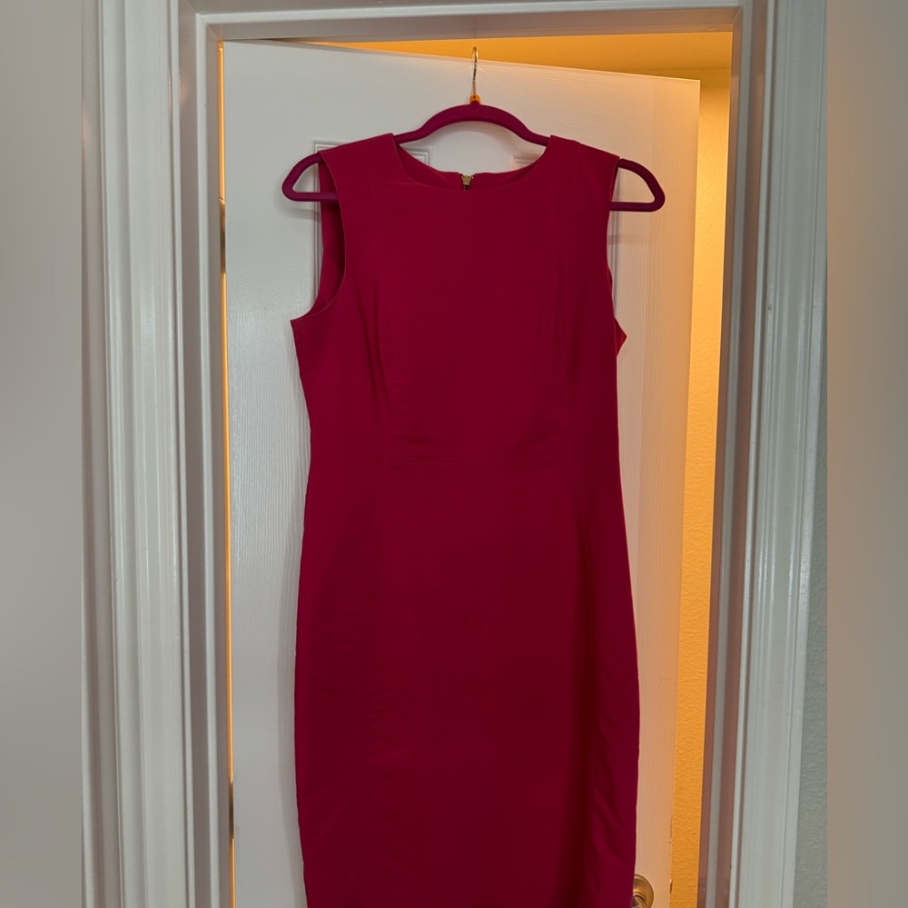 Calvin Klein Fuchsia Sleeveless Sheath Midi Dress